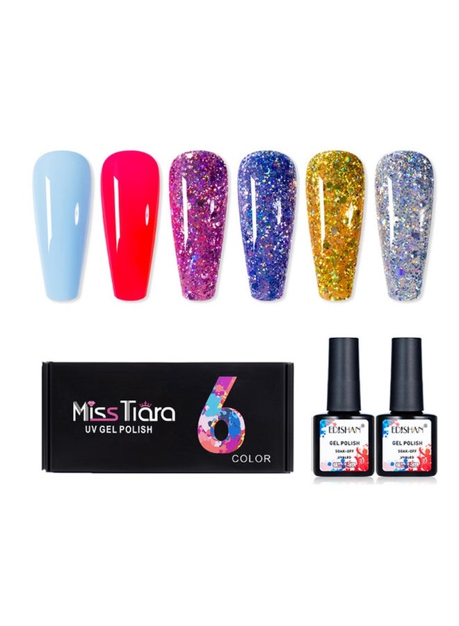 6-Piece UV And LED Nail Gel Polish Set Multicolour