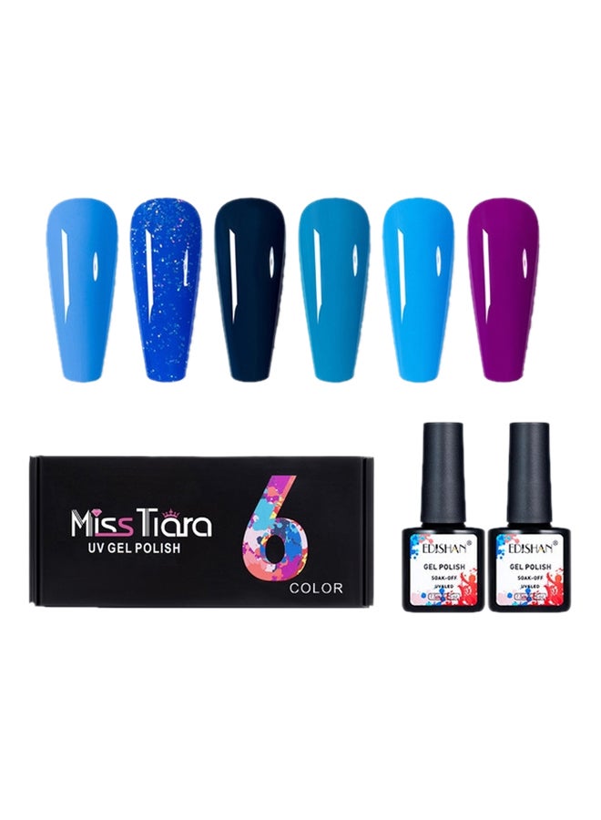 6-Piece UV And LED Nail Gel Polish Set Multicolour