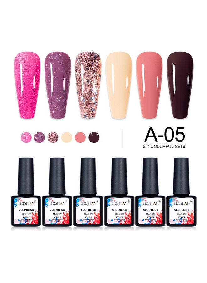 6-Piece UV and LED Nail Gel Polish Set Multicolour
