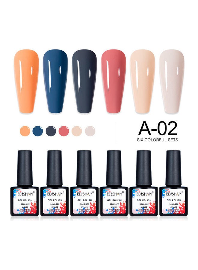 6-Piece UV and LED Nail Gel Polish Set Multicolour