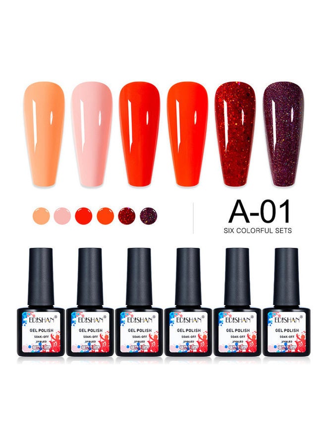 6-Piece UV and LED Nail Gel Polish Set Multicolour
