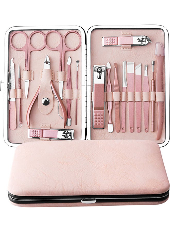 18-Piece Professional Pedicure And Manicure Tool Kit Rose Gold