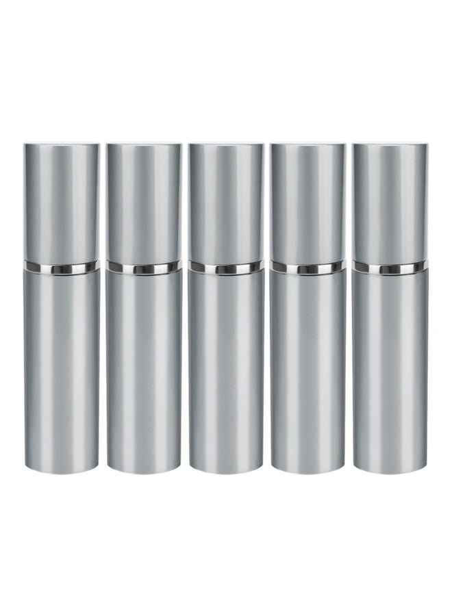 5-Piece Portable Refillable Mini Perfume Bottles Set Grey/Silver