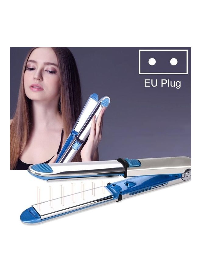 Titanium Hair Straighter Curler Iron Blue/Silver