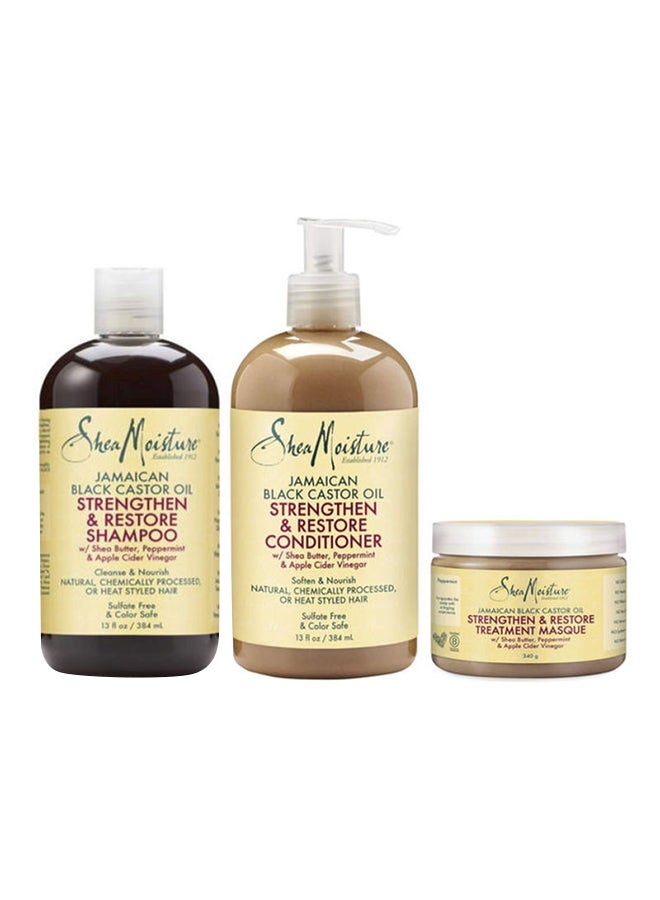 3-Piece Strengthen And Restore Shampoo And Conditioner Set Clear