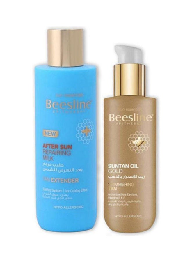 Suntan Oil Gold+Blue Hdpe Bottle After Sun Repairing Milk Free Multicolour