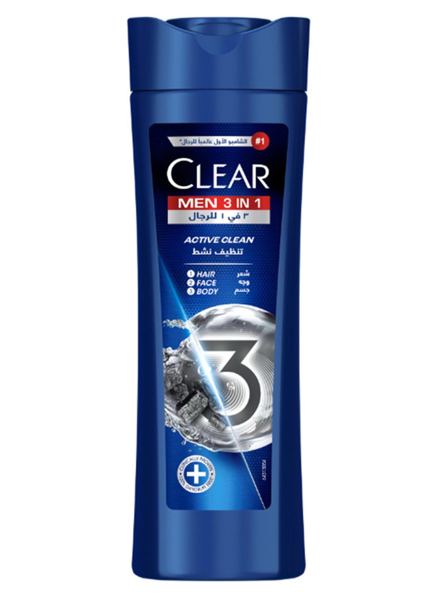 Clear Men  3In1 Shampoo For Men, Anti Dandruff Shampoo For Hair, Face And Body Blue 400ml