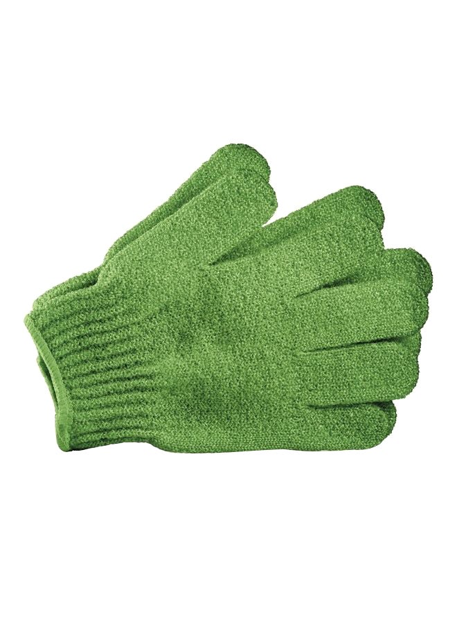Exfoliating Bath Gloves Green – Deep Cleansing Body Scrub Gloves for Dead Skin Cell Removal | Use with Soap or Body Wash for Rich Lather | Reusable Green