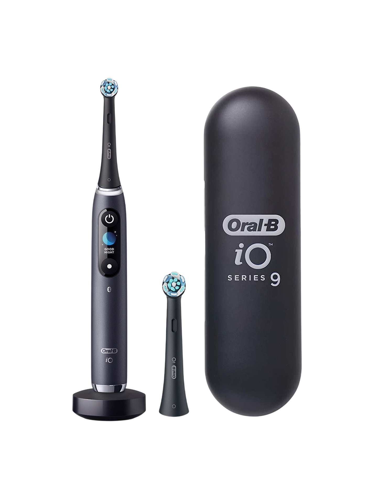 iO Series 9 Rechargeable Electric Toothbrush Set, Black Onyx, with Interactive Display Screen, Smart Pressure Sensor & Magnetic Charger, 1 Set Black
