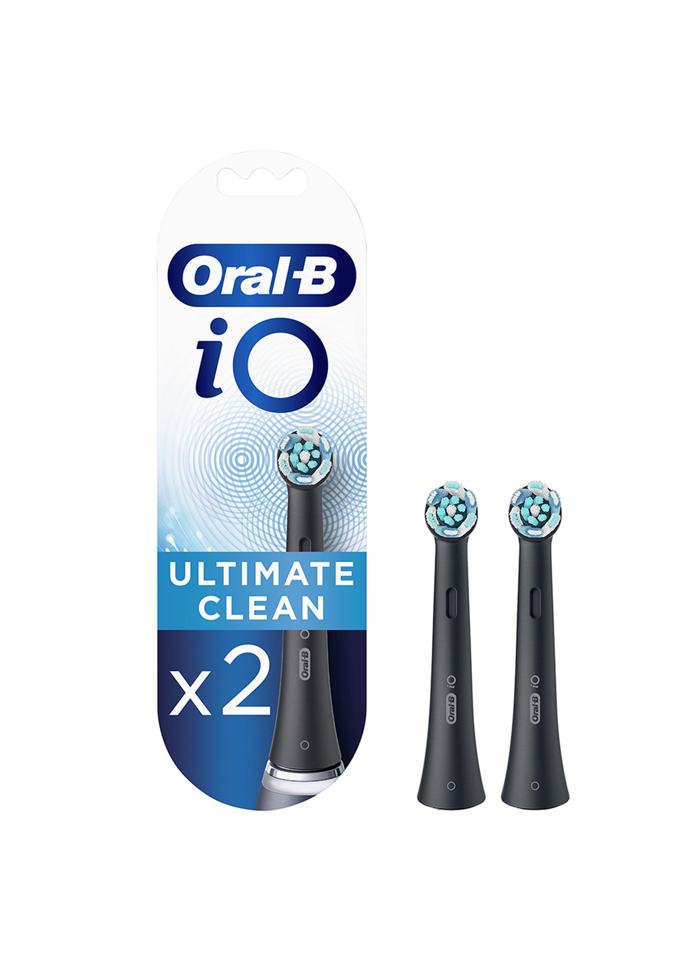iO Advanced Clean Rechargeable Electric Toothbrush Replacement Heads, with Personalized Brushing Modes, Black, Pack of 2 Black