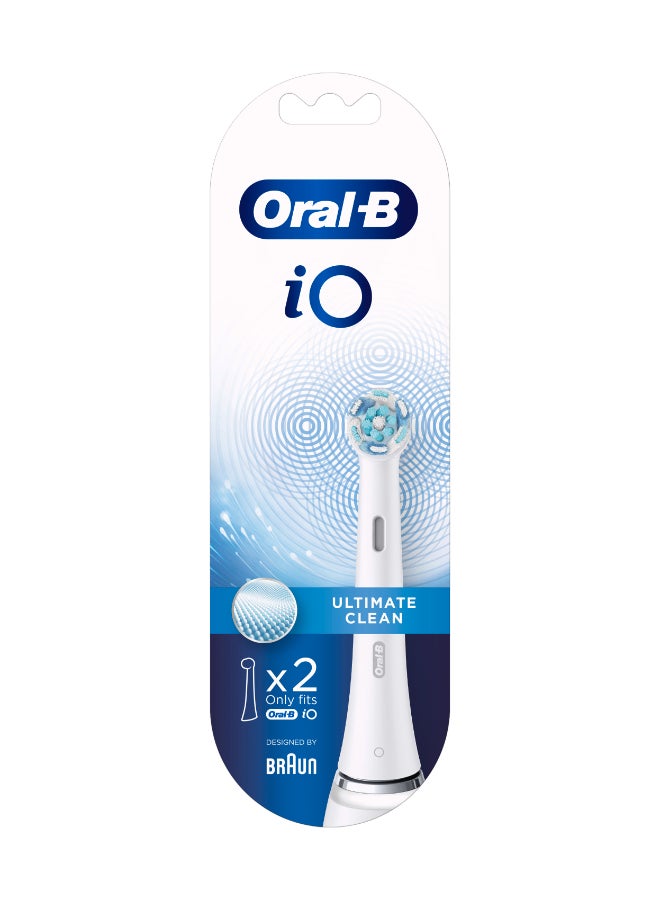 iO Ultimate Clean Rechargeable Electric Toothbrush Replacement Heads, with Personalized Brushing Modes, White, Pack of 2 White