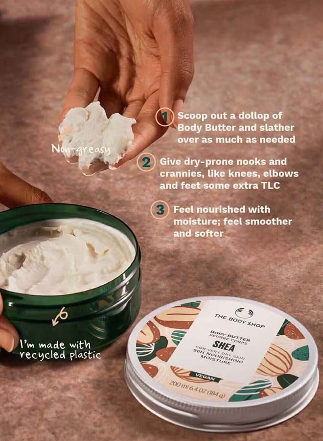 Shea Body Butter – Super-Rich Creamy Body Moisturiser with Shea Butter | Deeply Nourishes, Softens & Smooths Dry Skin | Intense Hydration, Delicious Nutty Scent Beige 200ml - image 3