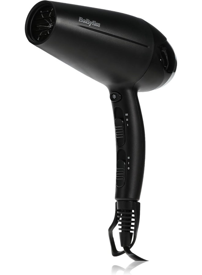 Hair Dryer Turbo Smooth 2200 | Powerful Dryer With Adjustable Speed Settings | Multiple Heat Settings For Customized Styling | Ionic Technology Reduces Frizz And Enhances Shine | D572DSDE Black - image 2