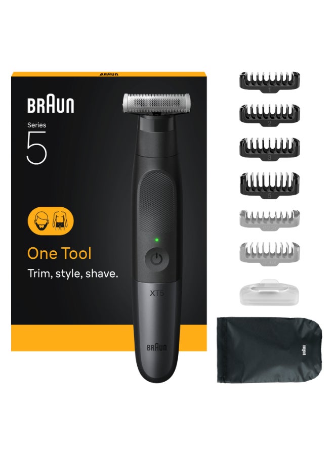 Braun All-in-One Series XT5, +8 Styling Tools, 4D Flex Blade, Style & Shave, XT5200 Black