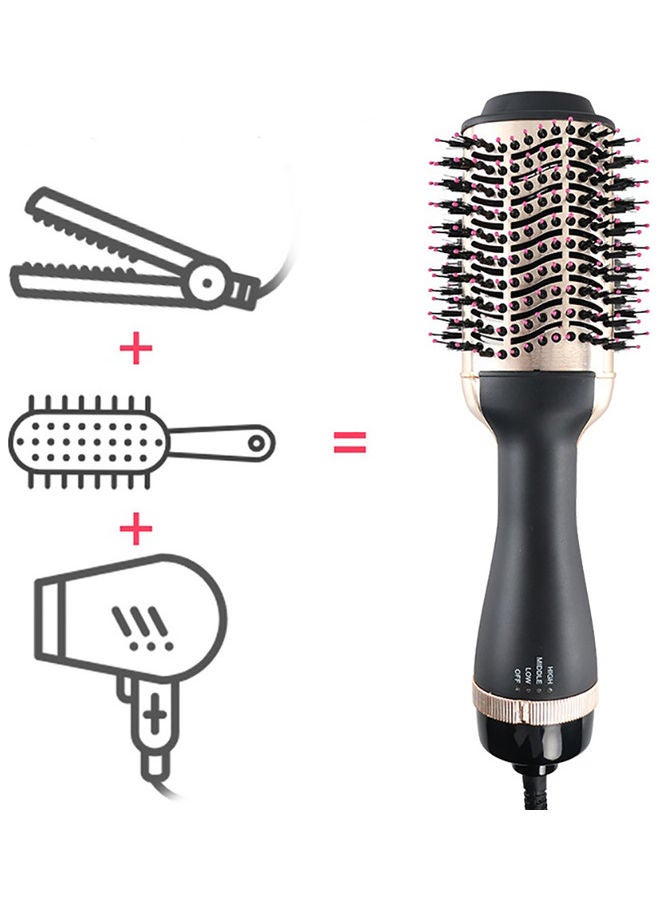 Styler and Volumizer Brush Blow Dryer Styler for Straightening, Curling, Salon Negative Ion Ceramic Hot Air Hair Dryer Black 38 x 11.5 x 9cm