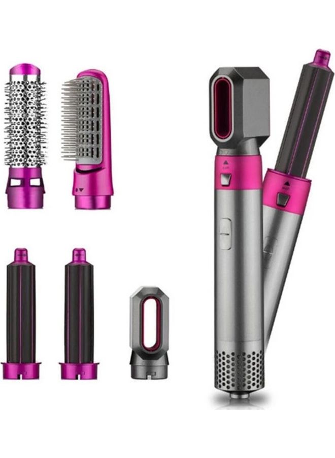5-In-1 Volumizer Rotating Hair Dryer And Straightener With Comb And Curling Brush Grey 28 x 22 x 5cm