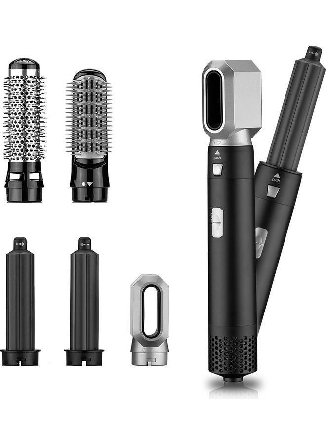 5-In-1 Volumizer Rotating Hair Dryer And Straightener With Comb And Curling Brush Black 28 x 22 x 5cm