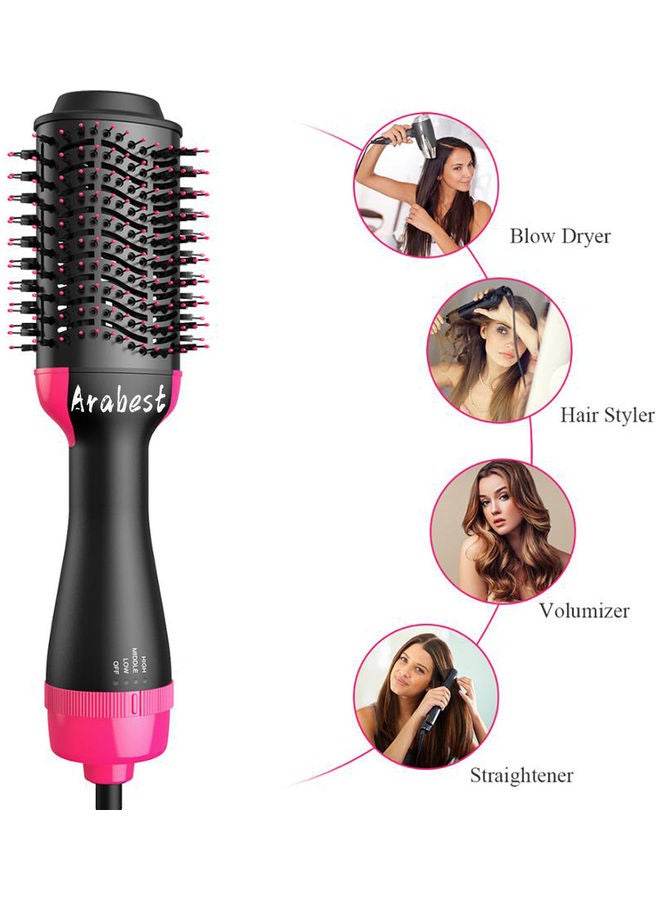 Electric Professional Hot Air Straight Curling Hair Dryer Comb Black/Pink 34 x 7.5 x 5.5cm