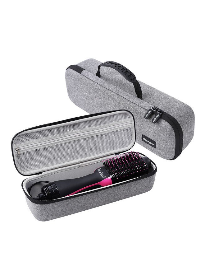 3-In-1 Electric Professional Hot Air Hair Dryer Comb Black/Pink 34x7.5x5.5cm