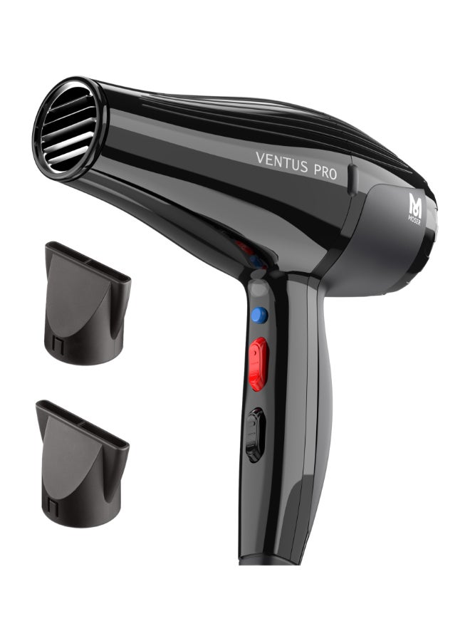 Ventus Professional Hair Dryer For Women (Made In Italy) | 2200W Salon-Grade Motor With Ionic Frizz Control | 3 Heat And 2 Speed Settings With Cool Shot | Compact And Lightweight Design (4352-0150) Black