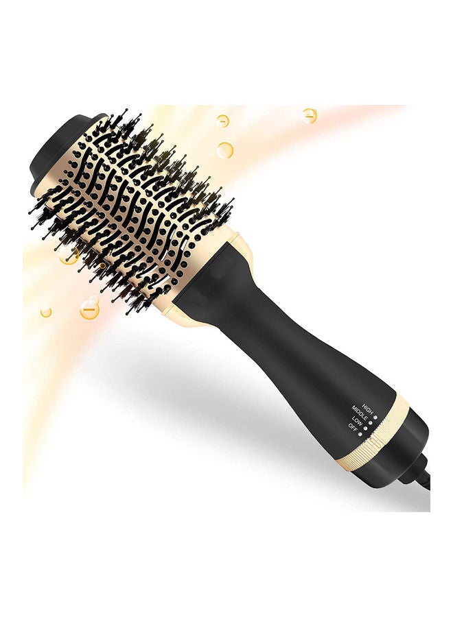 Electric Professional Straight Curling Hair Dryer Comb Black/Gold