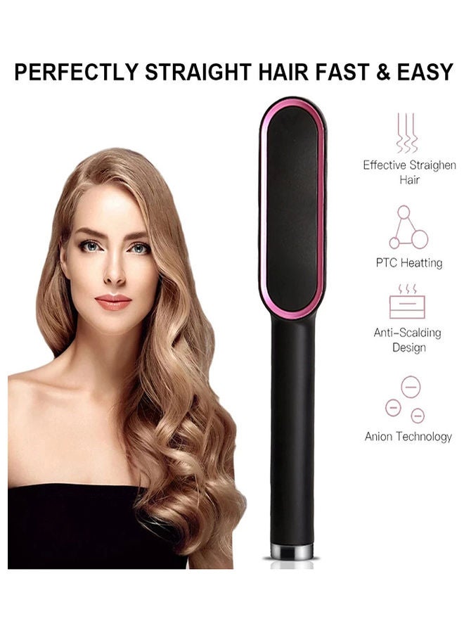 Electric Hair Straightener Brush with Ceramic Styling Comb Black 27 x 3 x 3cm