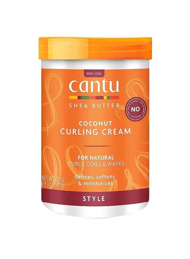 Cantu Coconut Curling Cream 709 g - Shea Butter & Coconut Oil Formula Defines & Strengthens Hair, Gentle on Coily, Curly & Natural Hair Multicolour 709grams