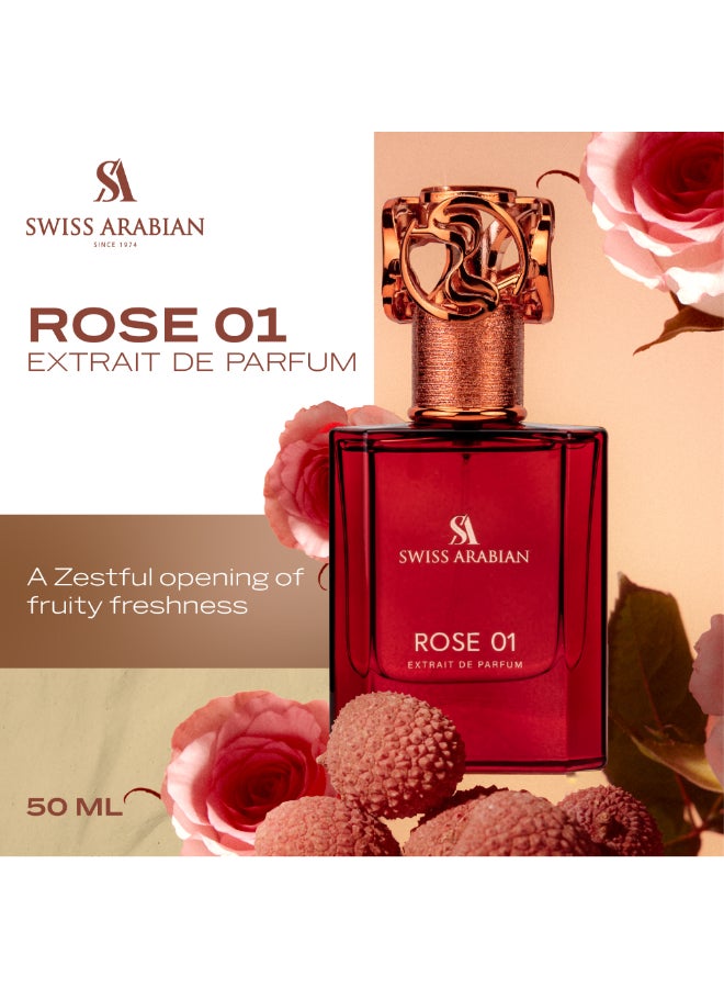 Rose 01 Extrait de Parfum, 50ml, Premium Quality Perfume, Unisex Fragrance, Rose, Floral, Fruity, Luxurious Blend Perfume for Women and Men 50ml - image 2