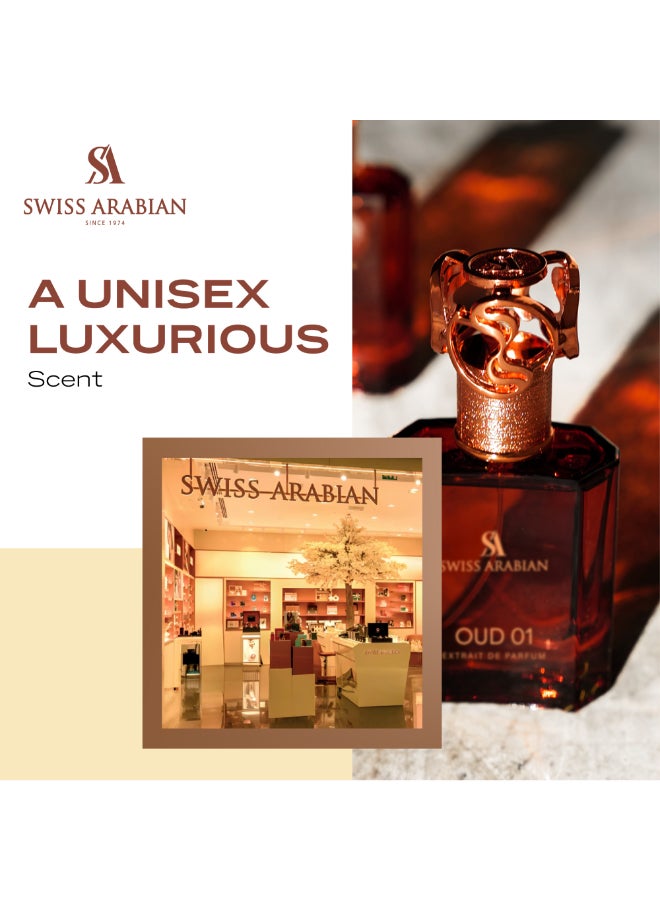 Oud 01 Extrait de Parfum, 50ml, Premium Quality Perfume, Unisex Fragrance, Floral, Oud, Luxurious Blend Perfume for Women and Men 50ml - image 3
