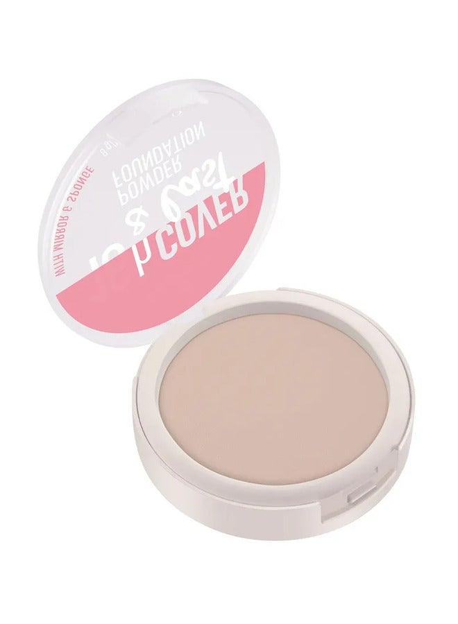 16H Cover and Last Powder Foundation | 01 Shade | Medium to High Coverage | Long-Wearing | Waterproof | Transfer-Proof | Matte Finish | Mirror & Sponge Included | 8g Porcelaine