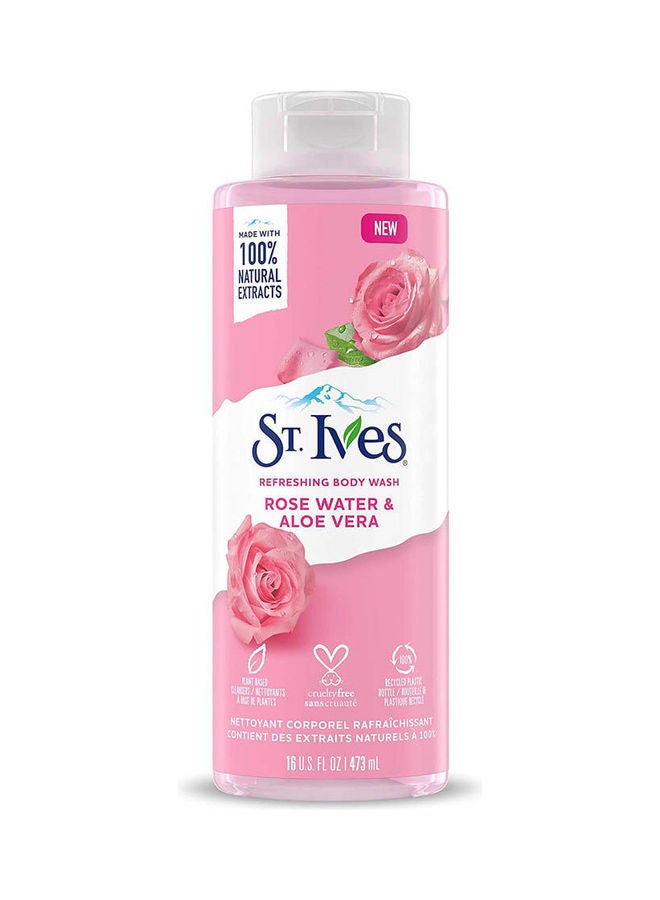 Body Wash Refreshing Cleanser Rose Water & Aloe Vera Made Natural Extracts 16 Oz Multicolour 473ml