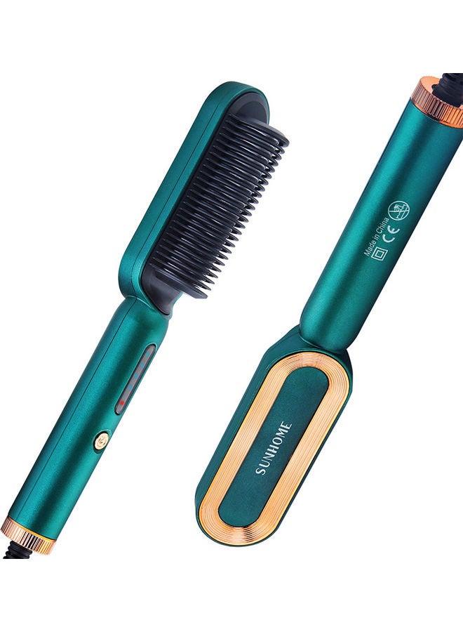 Hair Straightening And Curling Comb Green
