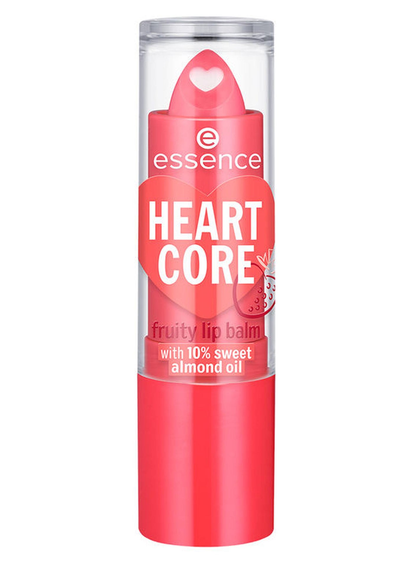Heart Core Lip Balm | 02 Sweet Strawberry | Nourishing Fruity Lip Balm with 10% Sweet Almond Oil | Smooth Texture | Natural Sheer Shine | Vegan & Paraben-Free | 3g Sweet Strawberry