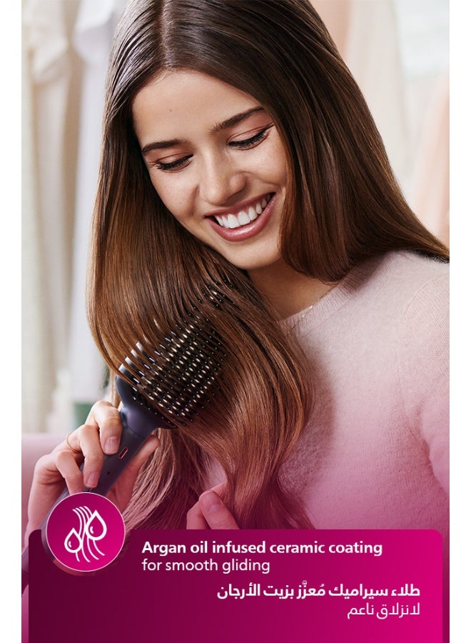 Heated straightening brush BHH885/03 | Naturally straight hair in 5 minutes|Ionic Care|Argan Oil infused Ceramic Coating|3 Temperature modes|Triple bristle detangles & protect the scalp Multicolour - image 3