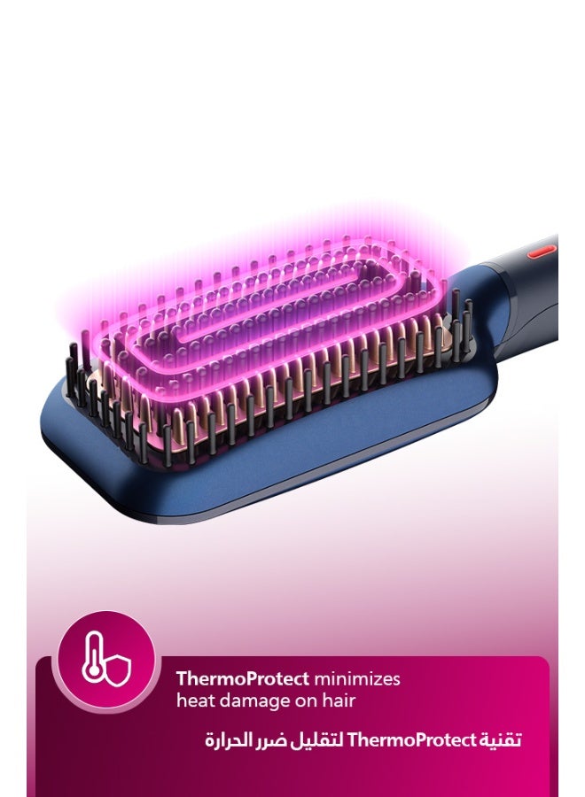 Heated straightening brush BHH885/03 | Naturally straight hair in 5 minutes|Ionic Care|Argan Oil infused Ceramic Coating|3 Temperature modes|Triple bristle detangles & protect the scalp Multicolour - image 5