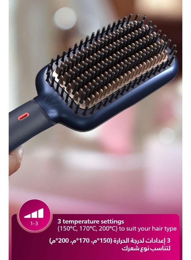 Heated straightening brush BHH885/03 | Naturally straight hair in 5 minutes|Ionic Care|Argan Oil infused Ceramic Coating|3 Temperature modes|Triple bristle detangles & protect the scalp Multicolour - image 6