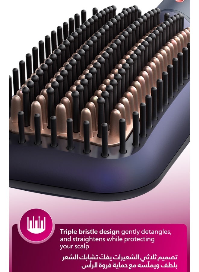 Heated straightening brush BHH885/03 | Naturally straight hair in 5 minutes|Ionic Care|Argan Oil infused Ceramic Coating|3 Temperature modes|Triple bristle detangles & protect the scalp Multicolour - image 7