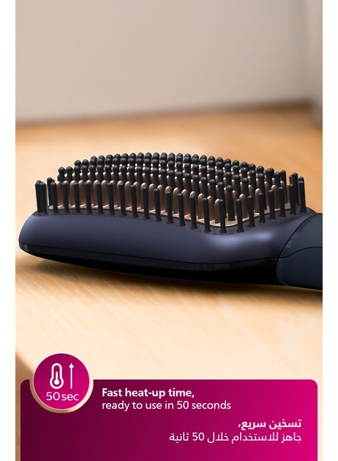 Heated straightening brush BHH885/03 | Naturally straight hair in 5 minutes|Ionic Care|Argan Oil infused Ceramic Coating|3 Temperature modes|Triple bristle detangles & protect the scalp Multicolour - image 8