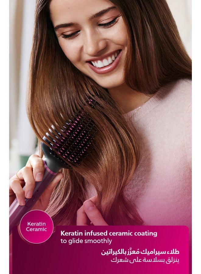 Heated straightening brush BHH730/03|Naturally straight hair in 5 minutes|  Keratin infused ceramic coating|1 temperature mode| Triple bristle detangles and  protect the scalp Black - image 4
