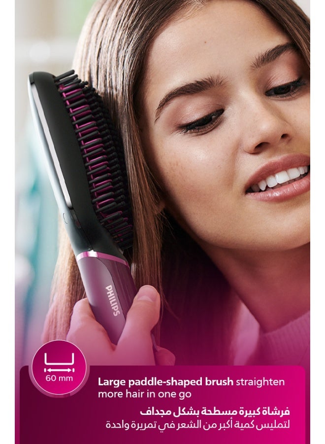 Heated straightening brush BHH730/03|Naturally straight hair in 5 minutes|  Keratin infused ceramic coating|1 temperature mode| Triple bristle detangles and  protect the scalp Black - image 5