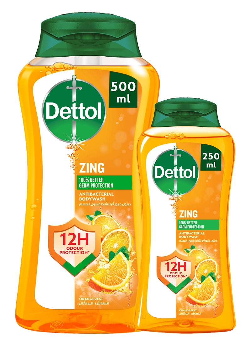 Antibacterial Bodywash 500ml And Orange Zest 250ml Pack of 2