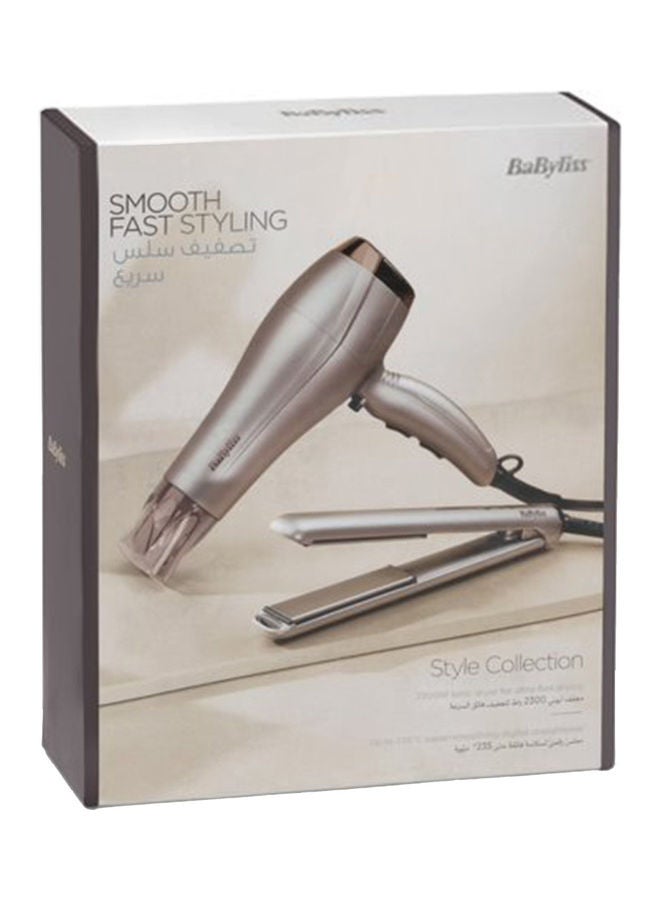 Paddle Travel Dry Airbrush | DC Dryer 1900W-2300W | Professional 2300W Hair Dryer & Smooth Pro 235 Hair Straightener Set for Salon-Quality | Ceramic Plates | Frizz-Free Styling, 5514PSDE Beige - image 2