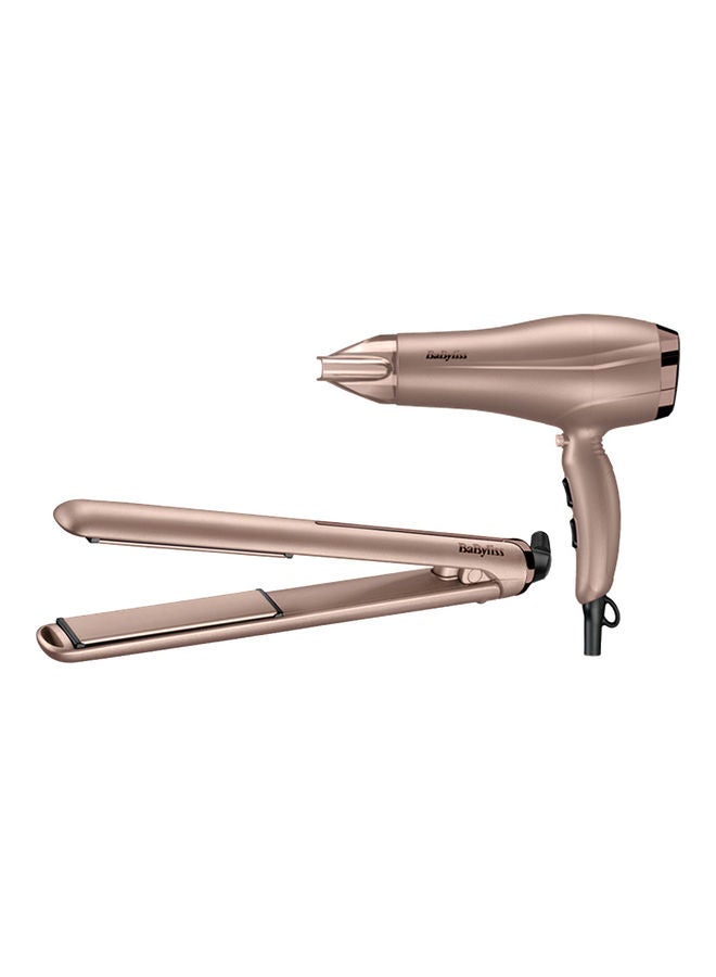 Paddle Travel Dry Airbrush | DC Dryer 1900W-2300W | Professional 2300W Hair Dryer & Smooth Pro 235 Hair Straightener Set for Salon-Quality | Ceramic Plates | Frizz-Free Styling, 5514PSDE Beige - image 3