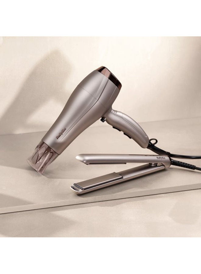 Paddle Travel Dry Airbrush | DC Dryer 1900W-2300W | Professional 2300W Hair Dryer & Smooth Pro 235 Hair Straightener Set for Salon-Quality | Ceramic Plates | Frizz-Free Styling, 5514PSDE Beige - image 5