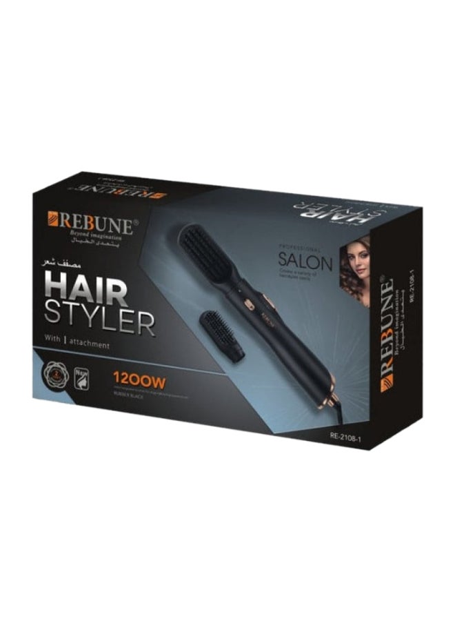Re2108-1 1200W, Hair Styler With 1 Attachment (Rubber Black) Black