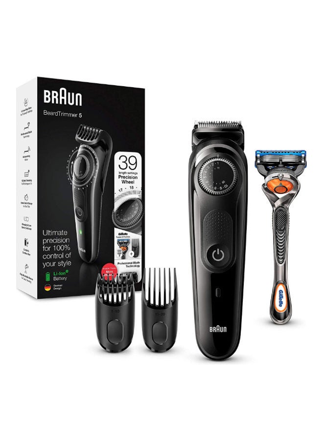 Beard Trimmer With Precision Wheel 2 Comb Attachments And Gillette Fusion5 Proglide Razor black 13.6 x 5.6 x 25.1cm