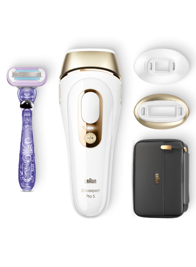 IPL Silk-expert PL5147, hair removal system for use on body and face, 400,000 flashes with 3 extras : Precision head, Venus razor and premium bag Gold/White - image 6