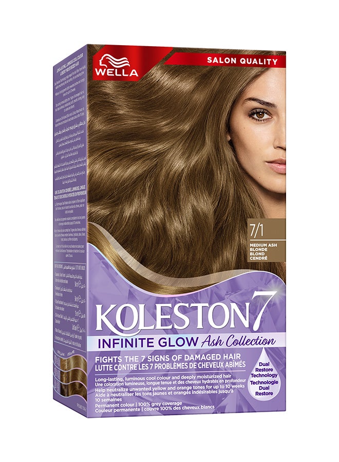 Koleston Supreme Hair Color 7/1 Medium Ash Blonde - image 2