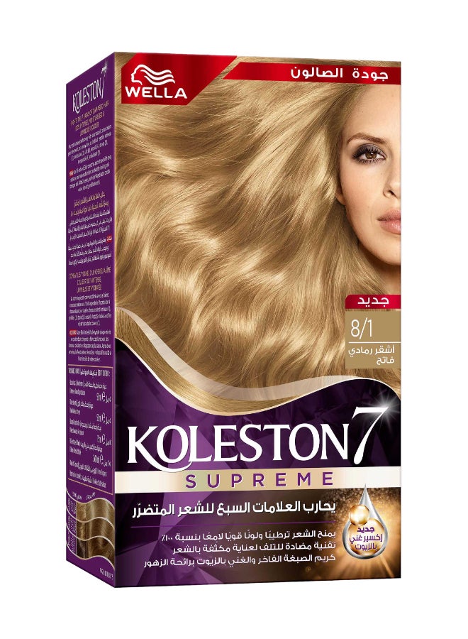 Koleston Supreme Hair Color 8/1 Light Ash Blonde - image 3
