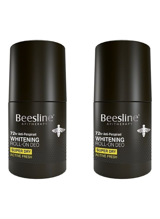 Pack of 2 Whitening Roll-On Deodorant Super Dry Active Fresh 100ml
